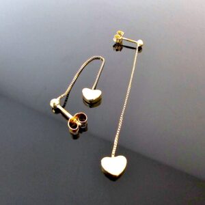Boucles D'Oreilles Pendantes Or Jaune Coeur