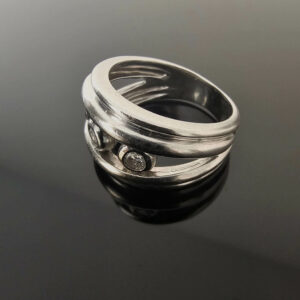 Bague Trilogie Or Blanc Diamants