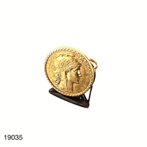 Bague Porte Pièce 20 Frs Coq Marianne Or Jaune