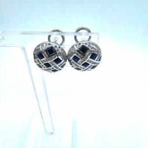 Boucles D'Oreilles Or Blanc Saphirs et Diamants
