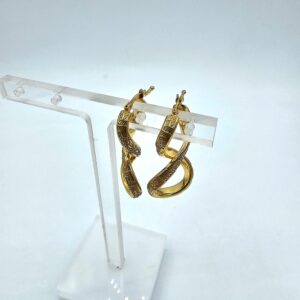 Boucles D'Oreilles Or Jaune 18K Torsadée