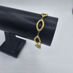 Bracelet Or Jaune Maille Ovale Guillochée