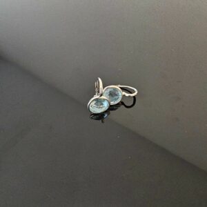 Boucles D'Oreilles Or Blanc Aigue Marine