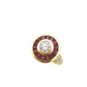 Bague Or Jaune Diamants Rubis