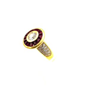 Bague Or Jaune Diamants Rubis