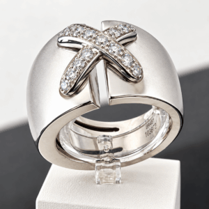 Bague Chaumet Or Blanc Double Liens Diamants