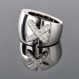 Bague Chaumet Or Blanc Double Liens Diamants
