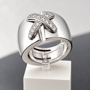 Bague Chaumet Or Blanc Double Liens Diamants