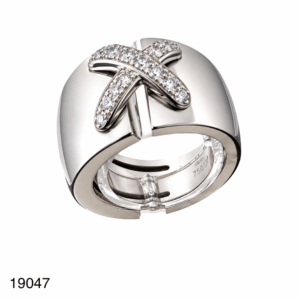 Bague Chaumet Or Blanc Diamants Double Liens