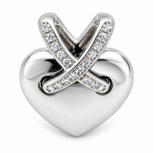 Pendentif Chaumet Or Blanc Diamants Double Liens